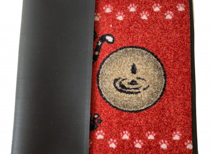 Дизайнерский придверный коврик Katzenmahlzeit rot 40х60 см фото